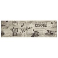 Keukenmat wasbaar koffieprint 45x150 cm fluweel grijs - thumbnail
