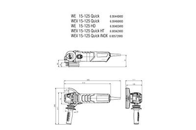 Metabo WEV 15-125 QUICK HT haakse slijper | elektronisch regelbaar | 125mm 1550 Watt - 600562000