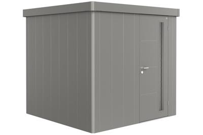Biohort Neo 2B metalen tuinhuis enkele deur kwartsgrijs 236x236 cm- Plat dak- Metaal- Biohort