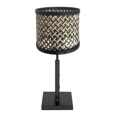 Steinhauer TafellampjeStang zwart met bamboe kap - 3707ZW