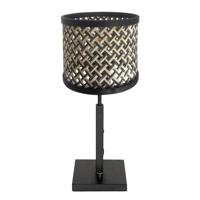Steinhauer TafellampjeStang zwart met bamboe kap - 3707ZW - thumbnail