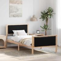 Bedframe met hoofdeinde Zwart 90 x 200 cm Stof - thumbnail