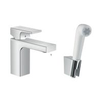 Hansgrohe Wastafelmengkraan Vernis Shape Eengreeps 100 Zinc Met Handdouche en Doucheslang 160 cm Chroom - thumbnail