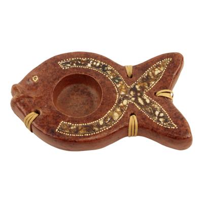 Waxinelichthouder Vis Terracotta Waxinelichthouder Vis Terracotta