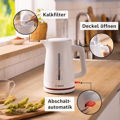 Bosch Wasserkocher 1,7L MyMoment, weiß Waterkoker Oververhittingsbeveiliging Aantal/Volume: 1.7 l Wit