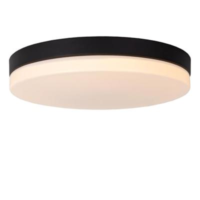 Lucide BISKIT - Plafonnière Badkamer - Ø 40 cm - LED - 1x36W 2700K - IP44 - Bewegingssensor - Zwart