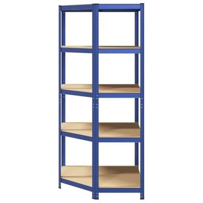 Hoekrek 5-laags staal en bewerkt hout blauw - thumbnail