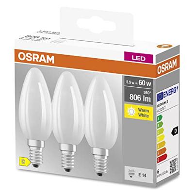 OSRAM HOMELIGHTING 4058075592551 LED-lamp Energielabel D (A - G) E14 Kaars 5.5 W = 60 W Warmwit (Ø x l) 35 mm x 100 mm 3 stuk(s) OSRAM HOMELIGHTING 4058075592551 LED-lamp Energielabel D (A - G) E14 Kaars 5.5 W = 60 W Warmwit (Ø x l) 35 mm x 100 mm 3 stuk(s)