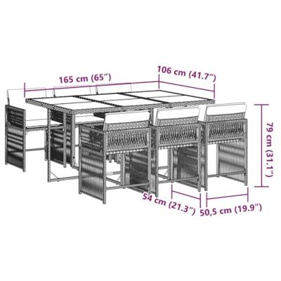 7-delige Tuinset met kussens poly rattan grijs - thumbnail