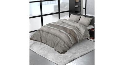 RoyalTextile - Stone Stripe Dekbedovertrek Flanel - Taupe - 140 x 220