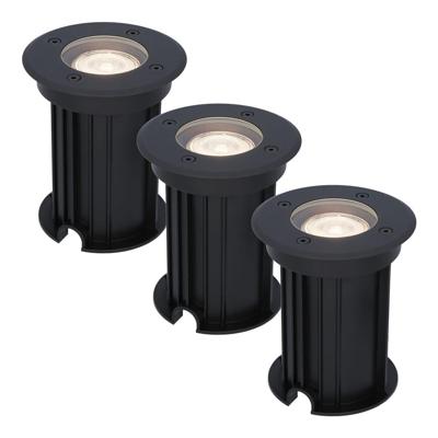 Set van 3 Maisy LED Grondspots Rond - Dimbaar - GU10 - 4000K neutraal wit - 4 Watt 345 Lumen - Rond - Ø12cm - Tuinspot - Oprit - Zwart - IP67 waterdicht