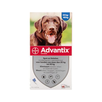 Advantix vlooien- en tekenpipet voor honden 400/2000 (25 tot 40 kg) 6 pipetten