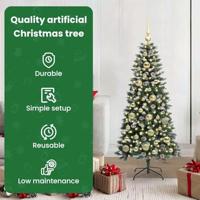 Kunstkerstboom met 150 LED Groen 120 cm PVC en Plastic en Staal - thumbnail