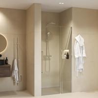 Nisdeur Sanivo Sena Met Vast Paneel Helder Glas 80x200 cm Met Montageset Chroom - thumbnail