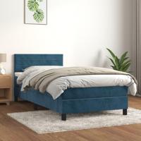 Boxspring met matras fluweel donkerblauw 90x190 cm - thumbnail