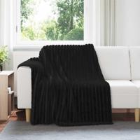VidaXL Gooi deken zwart 200 x 150 cm fleece - thumbnail