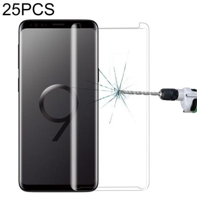 25 stuks voor Galaxy S9 plus geval vriendelijk scherm gebogen gehard glas film (transparant)