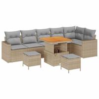 Tuinbankenset 9 pcs Beige poly rattan - thumbnail