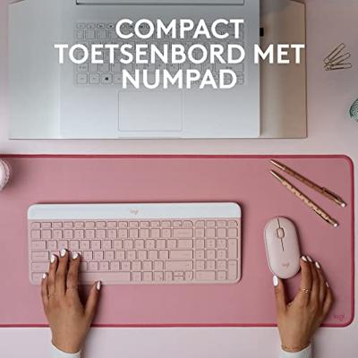 Logitech MK470 Slim Combo toetsenbord Inclusief muis RF Draadloos QWERTY US International Roze