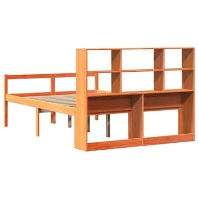 Bed met boekenkast zonder matras hout wasbruin 140x190 cm