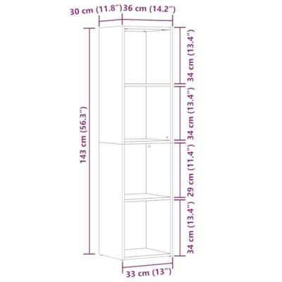 Boekenkast 36x30x114 cm bewerkt hout oud houtkleurig