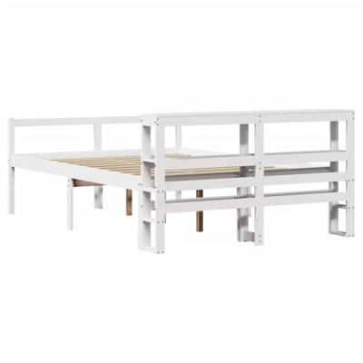 Seniorenbed met hoofdbord massief grenenhout wit 120x200 cm