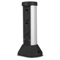 Buitenstopcontact paal kunststof 2 stopcontacten 37cm hoog 2 meter snoer met stekker - thumbnail