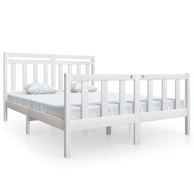 Bedframe massief grenenhout wit 160x200 cm