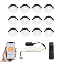 Set van 12 Cadiz Smart LED Mini Inbouwspots - Veranda spots - 12V 3W 200lm - Dimbaar - Wifi & Bluetooth - 2700K - IP44 waterdicht - Wit - thumbnail