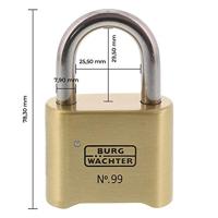 Burg Wächter No. 99 Ni 50 SB Hangslot Messing Cijferslot - thumbnail