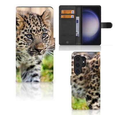 Samsung Galaxy S24 Ultra | Telefoonhoesje | Met pasjeshouder | Baby Luipaard
