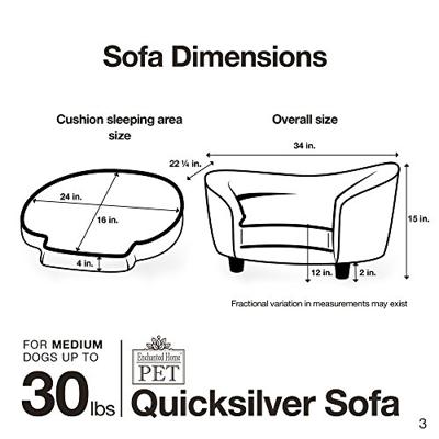 Enchanted Home Quicksilver huisdiersofa, 86,4 x 7,6 x 39,4 cm, zilverkleurig