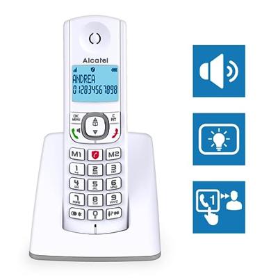 Alcatel F530 - Draadloze telefoon met geavanceerde oproepblokkering, handsfree, groot scherm met achtergrondverlichting, VIP-beltonen, 10 oproepmelodieën, grijs
