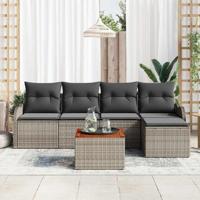 Tuinbankenset met kussen 6 pcs Grijs poly rattan - thumbnail