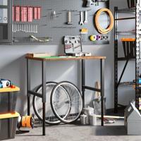 Werkbank rechthoek 100x60x(71,5-98) cm eikenhout donkerbruin - thumbnail