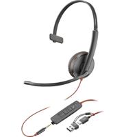 HP Poly Blackwire C3215 Over Ear headset Kabel Mono Zwart Headset, Volumeregeling, Microfoon uitschakelbaar (mute) Computer - thumbnail