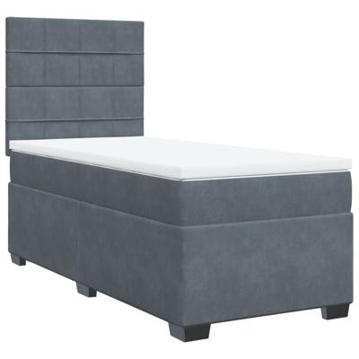 Boxspring met matras fluweel donkergrijs 120x200 cm - thumbnail