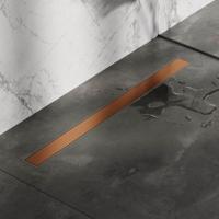 Brauer Douchegoot - 90x7.5cm - vloerflens - tegelinlegrooster omkeerbaar - RVS - geborsteld koper DR-MRF90GK - thumbnail