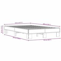 Bedframe bewerkt hout metaal sonoma eikenkleurig 120x200 cm - thumbnail