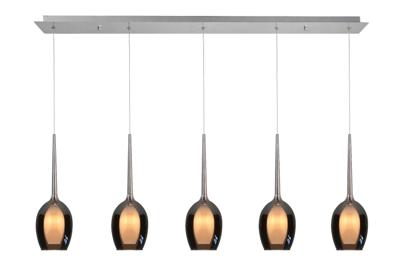 Highlight HanglampBelle nikkel recht 5-lichts smoke glas - H5142.19