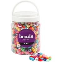 Creativ Company Plastic kralen, afm 6-20 mm, gatgrootte 1,5-6 mm, ca. 1175 stuk, 390 gr, 700 ml/ 1 doosje - thumbnail