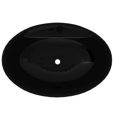 Wasbak met overloop, keramiek, ovaal, zwart Wasbak met overloop, keramiek, ovaal, zwart