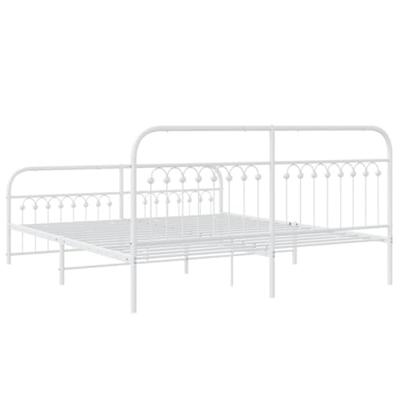 Bedframe met hoofd- en voeteneinde metaal wit 183x213 cm Bedframe met hoofd- en voeteneinde metaal wit 183x213 cm