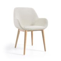 Kave Home Eetkamerstoel 'Konna' Bouclé, kleur Wit - thumbnail