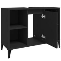 Wastafelkast 80x33x60 cm bewerkt hout zwart - thumbnail