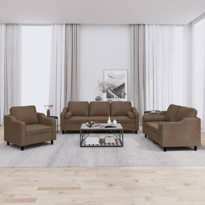 3-delige Loungeset met kussens stof bruin