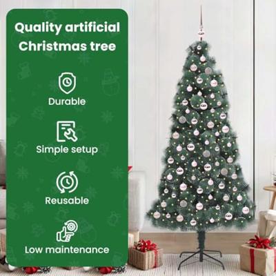 VidaXL Kunstmatige voorverlichte kerstboom met ballenset groen 210 cm