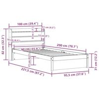 Bedframe met hoofdeinde zonder matras 90x200 cm wit - thumbnail