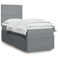 Boxspring met matras stof lichtgrijs 80x200 cm - thumbnail