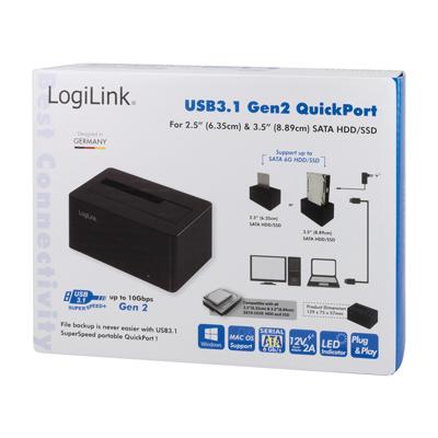 LogiLink QP0027 USB-C 3.1 Gen 2 SATA 6 Gb/s 1 poort Harde schijf-dockingstation 2.5 inch, 3.5 inch